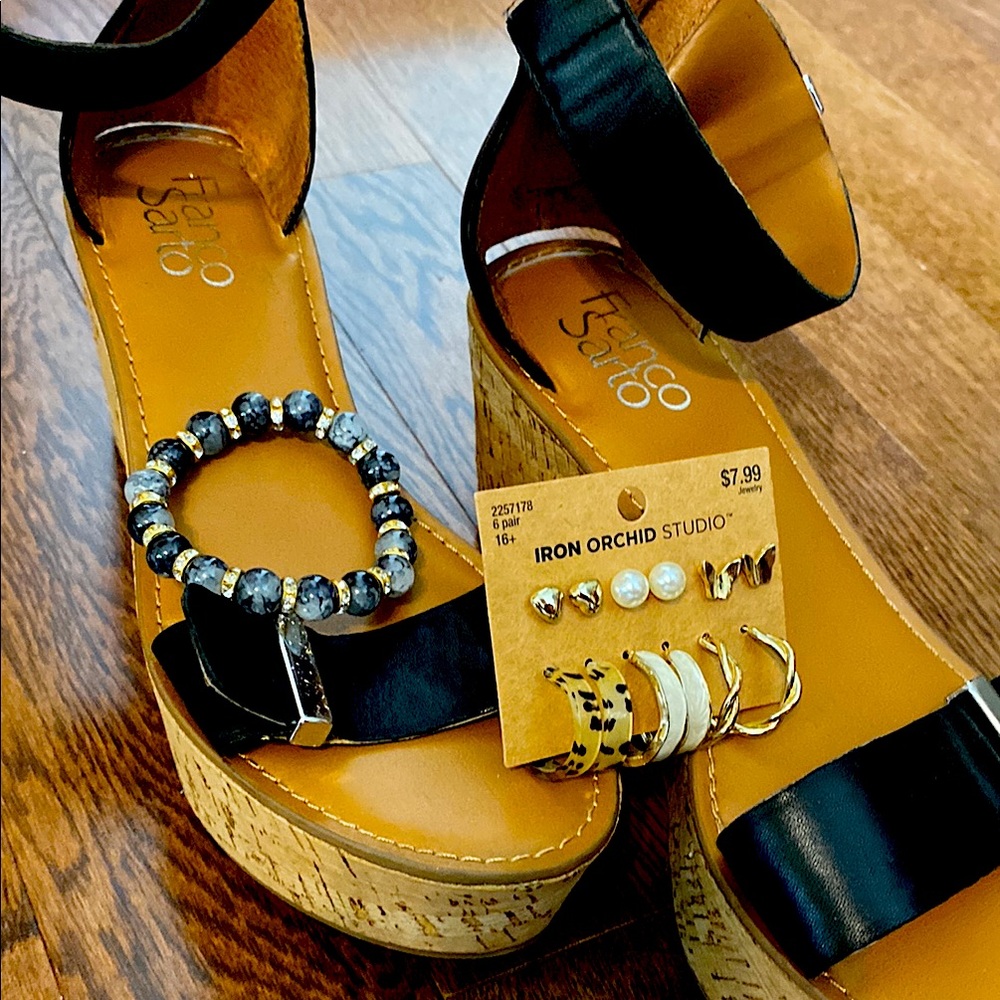 Franco Sarto Black Platform Sandals- worn ONCE! As you can see from pictures!!:)
